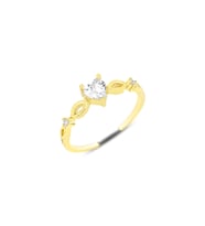 Gümüş altın yaldızlı zirkon taşlı tek taş kalp modeli ayarlamalı yüzük SGTL12154GOLD (Rose)