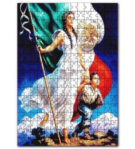 Cakapuzzle Sancaklı Beyaz Elbiseli Kadın ve Çocuk Puzzle Yapboz MDF (Ahşap) (120 Parça)