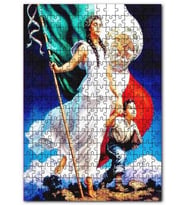 Cakapuzzle Sancaklı Beyaz Elbiseli Kadın ve Çocuk Puzzle Yapboz MDF (Ahşap) (120 Parça)