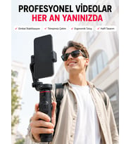 Akıllı Takipli Gimbal Selfie Stick Profesyonel Video Çekim Stabilizatörü Uzayabilir Tripod Bluetooth Kumandalı