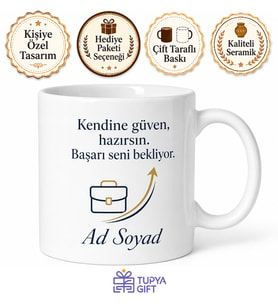 İş Görüşmesi Kupası Mülakata Hazırlık Özgüven Hediye Bardak İş Arayan