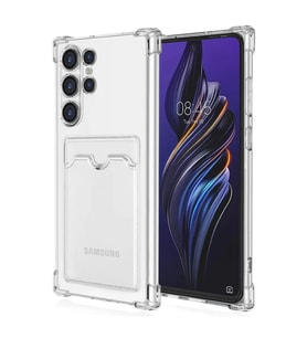 Galaxy S24 Ultra Kılıf Kart Şeffaf Silikon - Şeffaf