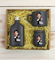 BK Gift Kişiye Özel DTF The Baba Karikatürlü Antrasit Kahve Fincanı & Kolonya & Mum Hediye Seti-3, Babaya Hediye, Babalar Günü Hediyeleri
