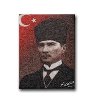 Türk Bayraklı - İmzalı Atatürk Portresi Kanvas Tablo ATAD110