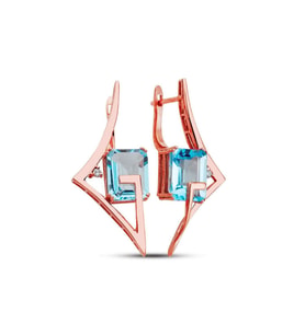 Bella Gloria Mavi Topaz Roz Pırlanta Küpe (GPE0054)
