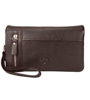 KANGAROO KINGDOM Hakiki Deri Koyu Kahverengi Erkek Portföy & Clutch El Çantası 7477-K (Kahverengi)