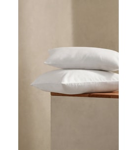 Pamuk Penye Fermuarlı Yastık Kılıfı 2'li Paket Beyaz 50x70 cm