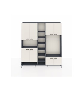 Arges Dolap 18 Raflı 8 Kapaklı Tek Askılı 220x30x243 Antrasit-Aytaşı/Antrasit