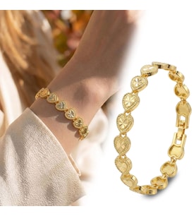 Premium Şık ve Parlak Amorette 24K Gold Kaplama 8 mm Kadın Bijuteri Bileklik 3183KBV5D13 (~18cm)