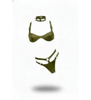 Mulvxbrf Brf02 Haki Harness Takım Deri Zımba Detaylı Üç Parça - Brf1298 (Mulvix)