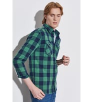 W222468300 Wrangler Regular Fit Normal Kesim Uzun Kollu Yeşil Gömlek