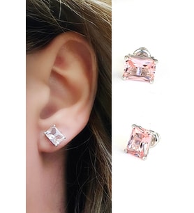 Sky Diamond Pink Morganit Taşlı 925 ayar Gümüş Lüks Küpe