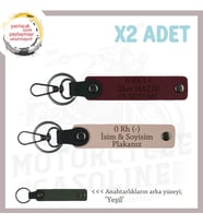 Yol Arkadaşlarına Özel, İsim Plaka ve 0 Rh (-) Kan Grubu Yazılı x2 Anahtarlık, Yavruağzı-Bordo-Ysl (Çok Renkli)