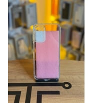 Samsung A13 Uyumlu Parıltılı Desenli Renkli Şeffaf Silikon Kılıf (Pembe)