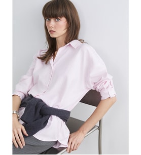 LCW Vision Pembe Çizgili Oversize Kadın Gömlek