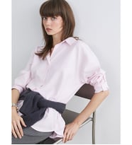 LCW Vision Pembe Çizgili Oversize Kadın Gömlek