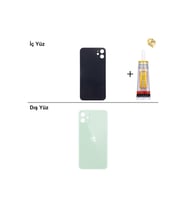 iPhone 11 Yeşil Arka Kapak Arka Cam Batarya Kapağı Lazer Kesim Kapak Pil Kapağı + B-7000 Yapıştırıcı