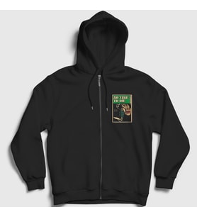 Presmono Unisex Siyah No Time Billie Eilish Fermuarlı Kapüşonlu Sweatshirt 154507tt