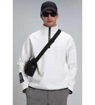 Lufian Davin Yarım Fermuarlı Pamuklu Regular Fit Sweat Erkek SWEAT 112030121 (Beyaz Cilt)