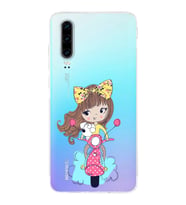 Huawei P30 Uyumlu Kamera korumalı Kapak Vespagirl Tasarımlı  Şeffaf Kılıf