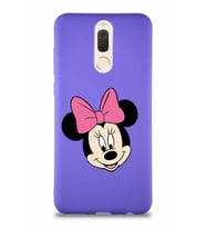 Huawei Mate 10 Lite Soft Premier Kapak Minnie Mouse-C Tasarımlı Silikon Kılıf - Mor (Şeffaf)