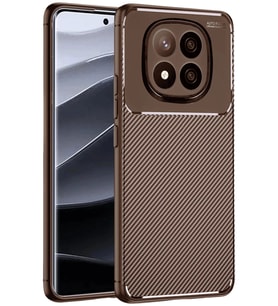 Durukar® Redmi Note 14 Pro Plus Kılıf Auto Focus Karbon Kapak - Kahverengi
