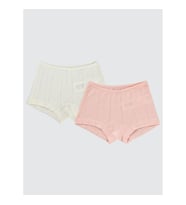 Civil Girls Kız Çocuk  2'li Boxer Set  2-10 Yaş  Ekru-Somon (Gri-Somon)
