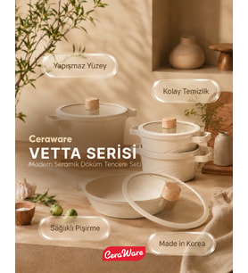 Ceraware Vetta 7 Parça Seramik Yapışmaz Tencere Tava Seti (Bej)