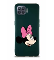 Oppo Reno 4 Lite Soft Premier Kapak Minnie Mouse-A Tasarımlı Silikon Kılıf - Yeşil (Şeffaf)