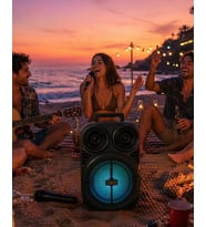 Taşınabilir Bluetooth Speaker Mikrofonlu Karaoke Hoparlör RGB Işıklı 6.5 İnç Güçlü Ses