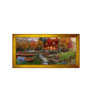 Manzara Temalı Kanvas Tablo 80 x 110 cm Gold Çerçeve