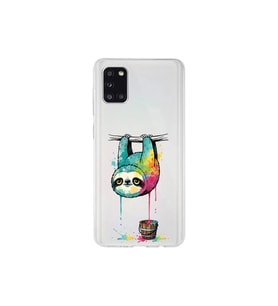 Samsung Galaxy A31 ile Uyumlu Splash Tembel Hayvan Tasarımlı Şeffaf Silikon Kılıf