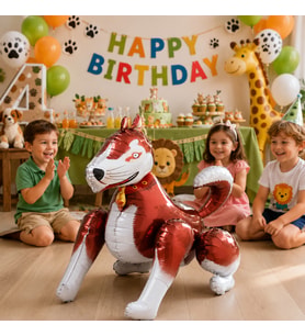 4D Köpek Folyo Balon 68x58 cm Hayvan Temalı Doğum Günü Parti Süsü Dekorasyon Balonu