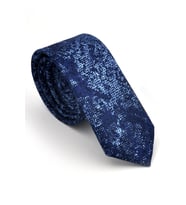 Mavi Lacivert Karışık Desenli Dokuma Kumaş Mendilli Slim Fit Kravat // SDK230907 (Renksiz)