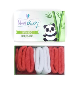 Novibaby 3'lü Bambu Yenidoğan Bebek Çorap I White Orange I 0-6 ay (Karışık)