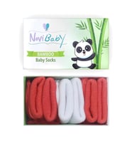 Novibaby 3'lü Bambu Yenidoğan Bebek Çorap I White Orange I 0-6 ay (Karışık)