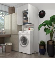 Kenzlife çamaşır makinesi dolabı sinem byz 180*066*30 banyo kiler kapaklı arkalıklı (Beyaz)
