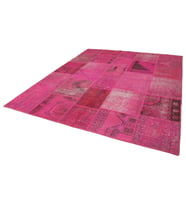 Pembe Halı Bohem Stil Eskitme Görünümlü El Dokuma Salon Halısı Yatak Odası Vintage Patchwork