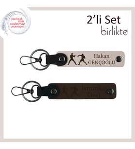 Adrenalinle Yükselen Tarza, Dövüş Simgeli, Kişisel Yazılı Anahtarlık Seti, Pudra-Koyu Kahve