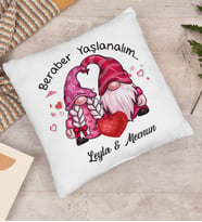 BK Gift Kişiye Özel Sevgililer Temalı Beyaz Yastık, Sevgililer Günü Hediyesi, Sevgiliye Hediye, Ev Hediyesi