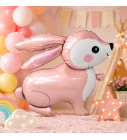 Pembe Retro Tavşan Folyo Balon 60x59 cm Doğum Günü Baby Shower Parti Süsü Dekorasyonu
