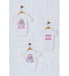 Pia Baby Premium %100 Pamuk İsme Özel Organik Baskılı Üçlü Set Çıtçıtlı Bebek Body Zıbın Modelleri 5046-18 (Ekru)