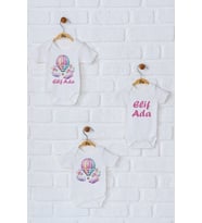 Pia Baby Premium %100 Pamuk İsme Özel Organik Baskılı Üçlü Set Çıtçıtlı Bebek Body Zıbın Modelleri 5046-18 (Ekru)