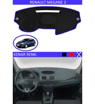 Renault Megane 3 İçin Uygun Torpido Koruma Halısı Siyah Kenar Renk Mavi
