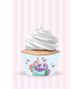 Deniz Kızı Konsepti Cupcake Sargısı 8'li