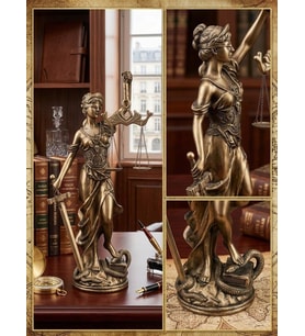 Adalet Terazisi Themis Heykeli – Gold Renkli Dekoratif Biblo Heykeli 30cm