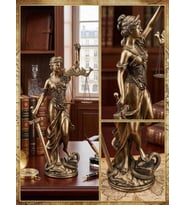 Adalet Terazisi Themis Heykeli – Gold Renkli Dekoratif Biblo Heykeli 30cm