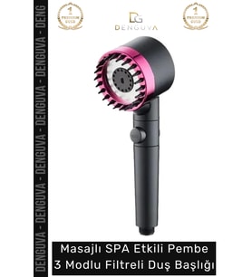 #DuşBaşlığı Masajlı SPA Etkili Su Tasarruflu Yüksek Basınçlı Siyah Pembe 3 Modlu Filtreli Duş Başlığ