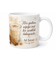 Salep ve Tarçın Temalı Baskılı Kupa Bardak Kış Hediye Porselen Mug