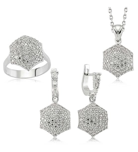 Gümüş Zirkon Taşlı Bayan Set (Standart)